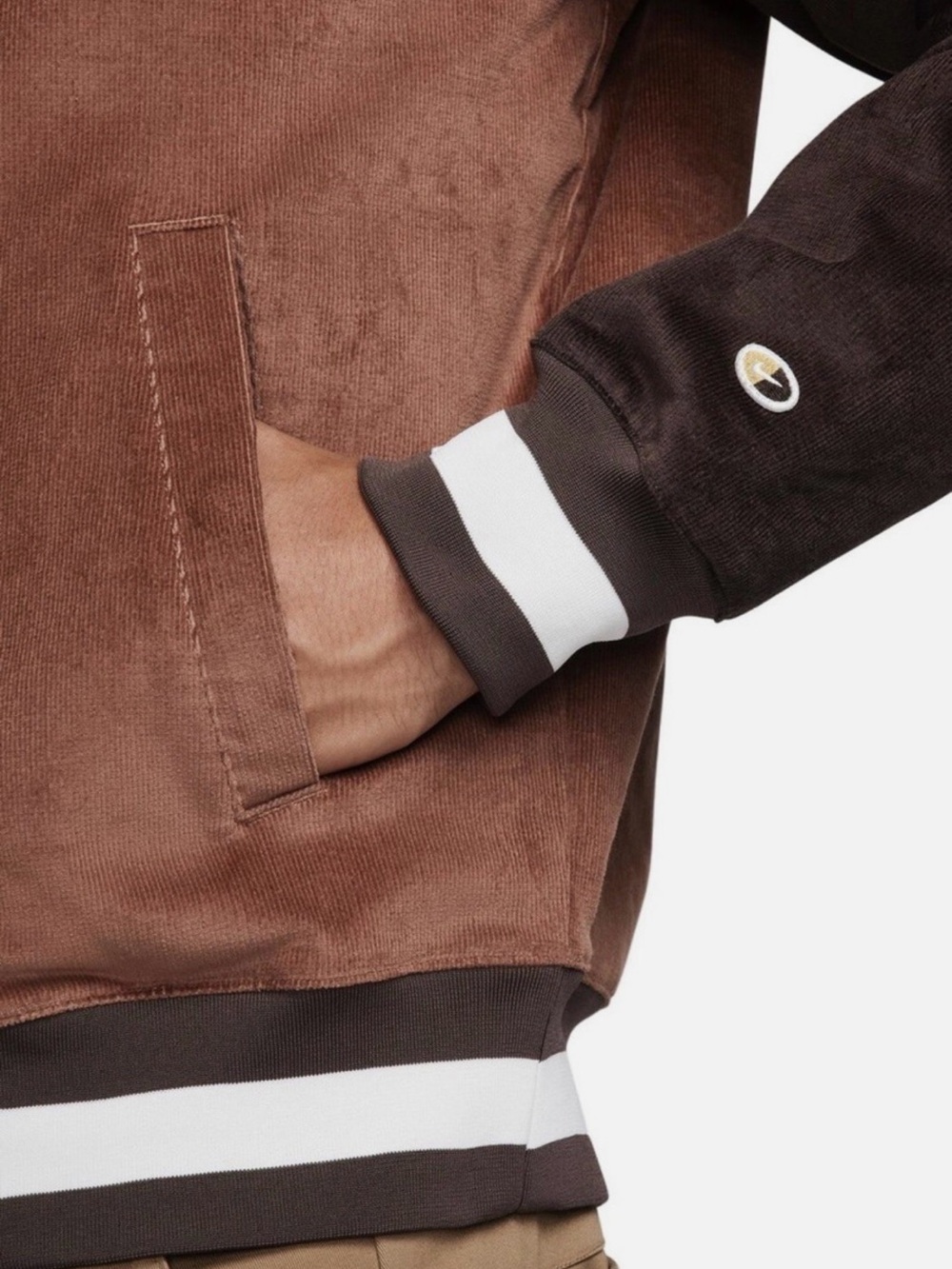 NWT Nike Brown Two-Tone Varsity Bomber Jacket Size L - Picture 5 of 7